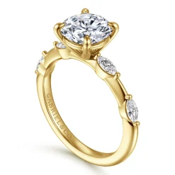 Best Gabriel & Co. Marline - 14K Yellow Gold Round Diamond Engagement Ring