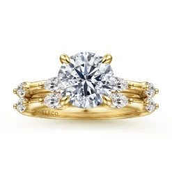 Best Gabriel & Co. Marline - 14K Yellow Gold Round Diamond Engagement Ring