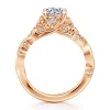 Gabriel & Co. Martedi - 14K Rose Gold Floral Round Diamond Engagement Ring
