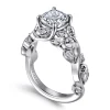 Clearance Gabriel & Co. Martedi - 14K White Gold Floral Cushion Cut Diamond Engagement Ring
