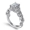 Outlet Gabriel & Co. Martedi - 14K White Gold Floral Emerald Cut Diamond Engagement Ring