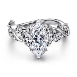 Discount Gabriel & Co. Martedi - 14K White Gold Floral Marquise Shape Diamond Engagement Ring