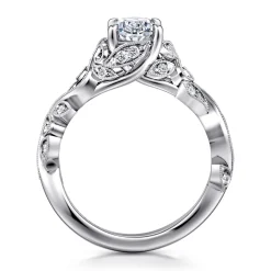 New Gabriel & Co. Martedi - 14K White Gold Floral Oval Diamond Engagement Ring