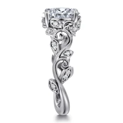 New Gabriel & Co. Martedi - 14K White Gold Floral Oval Diamond Engagement Ring
