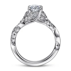 Gabriel & Co. Martedi - 14K White Gold Floral Oval Diamond Engagement Ring