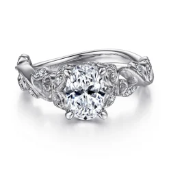 Gabriel & Co. Martedi - 14K White Gold Floral Oval Diamond Engagement Ring