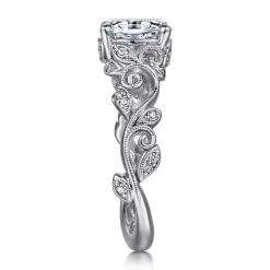 Gabriel & Co. Martedi - 14K White Gold Floral Oval Diamond Engagement Ring