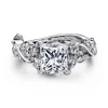 Clearance Gabriel & Co. Martedi - 14K White Gold Floral Princess Cut Diamond Engagement Ring