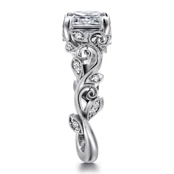 Clearance Gabriel & Co. Martedi - 14K White Gold Floral Princess Cut Diamond Engagement Ring