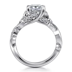 Clearance Gabriel & Co. Martedi - 14K White Gold Floral Princess Cut Diamond Engagement Ring