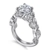 New Gabriel & Co. Martedi - 14K White Gold Floral Round Diamond Engagement Ring
