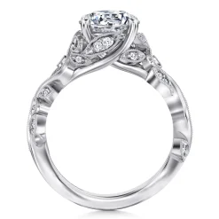 Sale Gabriel & Co. Martedi - 14K White Gold Floral Round Diamond Engagement Ring