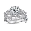 Best Gabriel & Co. Martedi - 14K White Gold Floral Round Diamond Engagement Ring