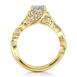 Sale Gabriel & Co. Martedi - 14K Yellow Gold Floral Oval Diamond Engagement Ring