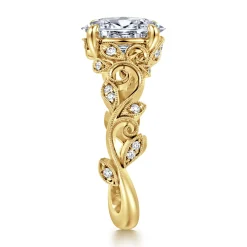 Sale Gabriel & Co. Martedi - 14K Yellow Gold Floral Oval Diamond Engagement Ring