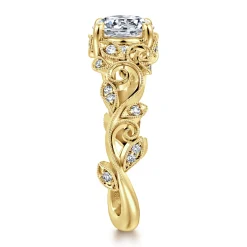 Online Gabriel & Co. Martedi - 14K Yellow Gold Floral Round Diamond Engagement Ring