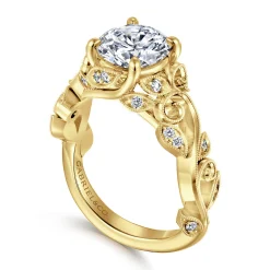 Online Gabriel & Co. Martedi - 14K Yellow Gold Floral Round Diamond Engagement Ring