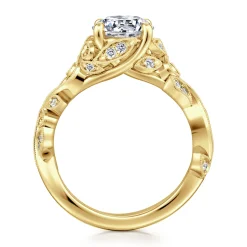 Online Gabriel & Co. Martedi - 14K Yellow Gold Floral Round Diamond Engagement Ring