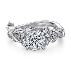 Best Gabriel & Co. Martedi - Platinum Floral Round Diamond Engagement Ring