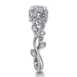 Best Gabriel & Co. Martedi - Platinum Floral Round Diamond Engagement Ring