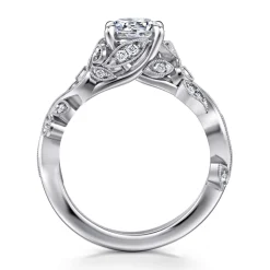 Best Gabriel & Co. Martedi - Platinum Floral Round Diamond Engagement Ring