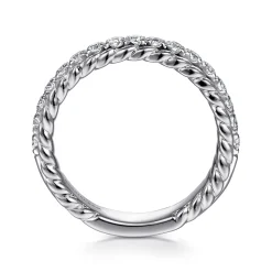 Best Gabriel & Co. Massa - 14K White Gold Diamond Anniversary Band with Scalloped Edge - 0.5 ct