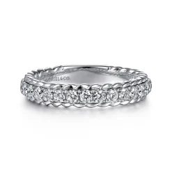 Best Gabriel & Co. Massa - 14K White Gold Diamond Anniversary Band with Scalloped Edge - 0.5 ct