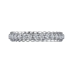 Best Gabriel & Co. Massa - 14K White Gold Diamond Anniversary Band with Scalloped Edge - 0.5 ct