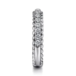 Best Gabriel & Co. Massa - 14K White Gold Diamond Anniversary Band with Scalloped Edge - 0.5 ct