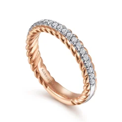 Discount Gabriel & Co. Massa - 14K White-Rose Gold Diamond Anniversary Band with Scalloped Edge - 0.25 ct