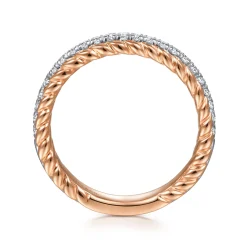 Discount Gabriel & Co. Massa - 14K White-Rose Gold Diamond Anniversary Band with Scalloped Edge - 0.25 ct