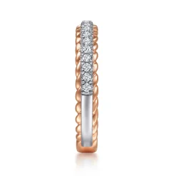 Discount Gabriel & Co. Massa - 14K White-Rose Gold Diamond Anniversary Band with Scalloped Edge - 0.25 ct