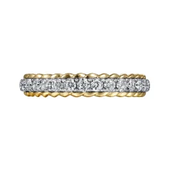 New Gabriel & Co. Massa - 14K White-Yellow Gold Diamond Anniversary Band with Scalloped Edge - 0.5 ct