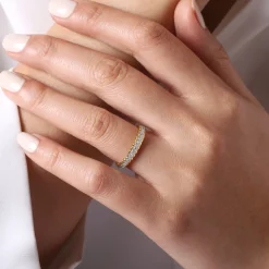 Gabriel & Co. Massa - 14K White-Yellow Gold Diamond Anniversary Band with Scalloped Edge - 0.25 ct