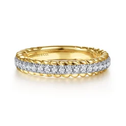 Gabriel & Co. Massa - 14K White-Yellow Gold Diamond Anniversary Band with Scalloped Edge - 0.25 ct