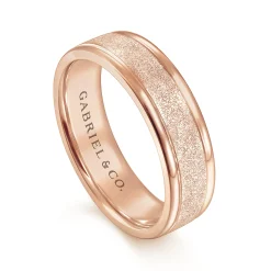 Online Gabriel & Co. Matteo - 14K Rose Gold 6mm - Men's Wedding Band in Sand Blast Finish