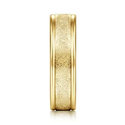 New Gabriel & Co. Matteo - 14K Yellow Gold 6mm - Men's Wedding Band in Sand Blast Finish