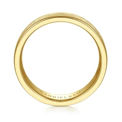 New Gabriel & Co. Matteo - 14K Yellow Gold 6mm - Men's Wedding Band in Sand Blast Finish