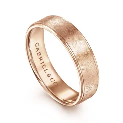 Hot Gabriel & Co. Matthew - 14K Rose Gold 6mm - Men's Wedding Band in Horizontal Brush Finish