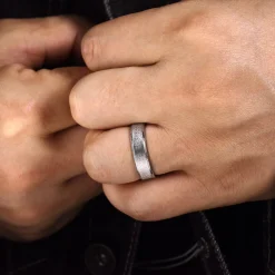Sale Gabriel & Co. Matthew - 14K White Gold 6mm - Men's Wedding Band in Horizontal Brush Finish