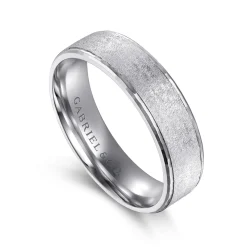 Sale Gabriel & Co. Matthew - 14K White Gold 6mm - Men's Wedding Band in Horizontal Brush Finish