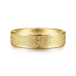 New Gabriel & Co. Matthew - 14K Yellow Gold 6mm - Men's Wedding Band in Horizontal Brush Finish