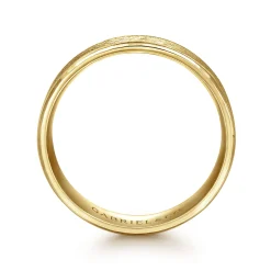New Gabriel & Co. Matthew - 14K Yellow Gold 6mm - Men's Wedding Band in Horizontal Brush Finish