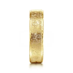 New Gabriel & Co. Matthew - 14K Yellow Gold 6mm - Men's Wedding Band in Horizontal Brush Finish