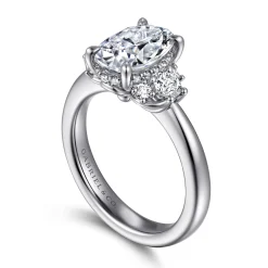 Sale Gabriel & Co. Mattie - 14K White Gold Oval Lotus Diamond Engagement Ring