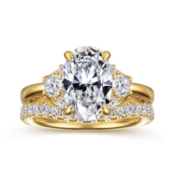 New Gabriel & Co. Mattie - 14K Yellow Gold Oval Lotus Diamond Engagement Ring