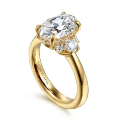 New Gabriel & Co. Mattie - 14K Yellow Gold Oval Lotus Diamond Engagement Ring