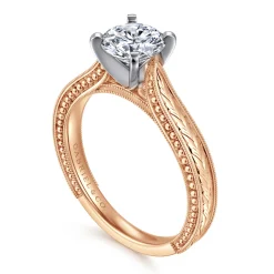 Gabriel & Co. Maura - 14K White-Rose Gold Round Diamond Engagement Ring