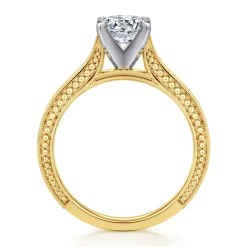 Hot Gabriel & Co. Maura - Vintage Inspired 14K White-Yellow Gold Round Solitaire Engagement Ring