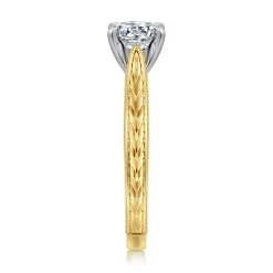 Hot Gabriel & Co. Maura - Vintage Inspired 14K White-Yellow Gold Round Solitaire Engagement Ring